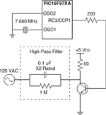 Figure 3. Circuit for mounting 120 kHz carrier frequency on a 60 Hz power waveform